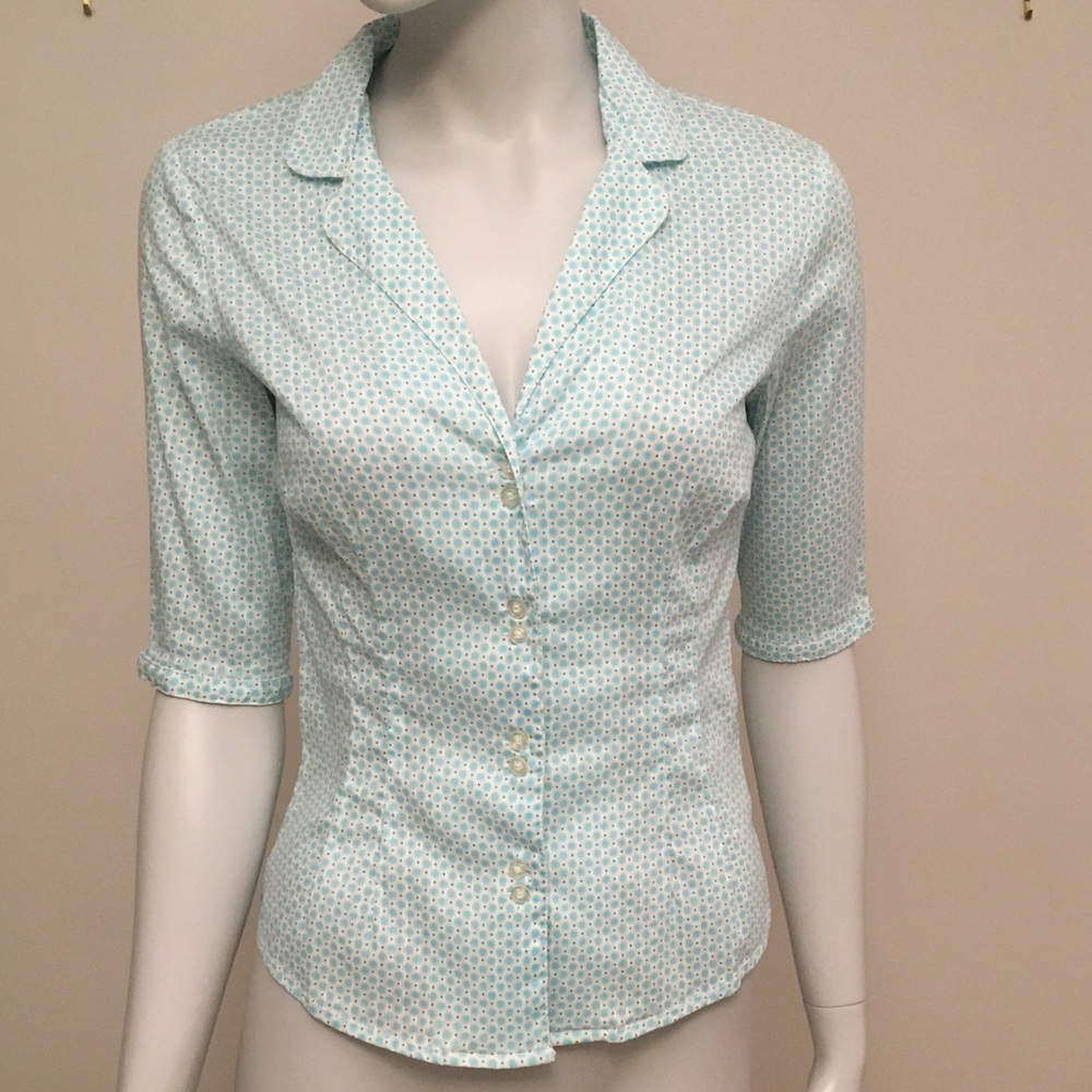 H&M Blue and White Button Down Top
